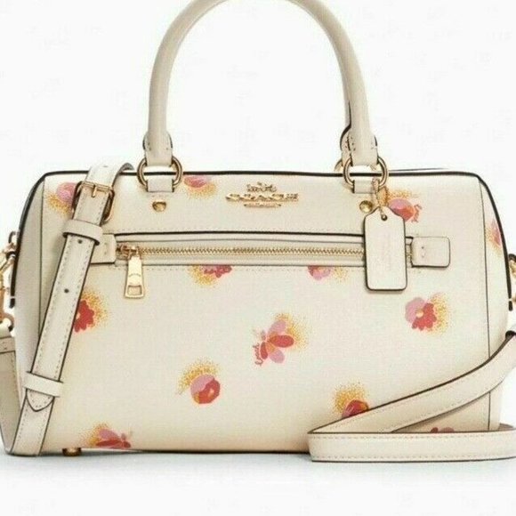 Coach Handbags - BNWT Coach Rowan Floral Leather Canvas Chalk White Bag Satchel Cross Body C5801
